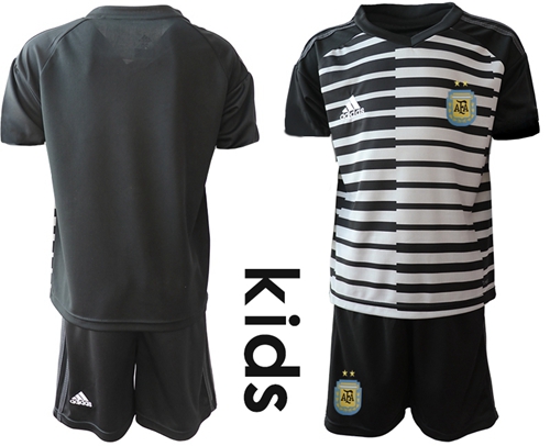 Argentina Blank Black Goalkeeper Kid Soccer Country Jersey